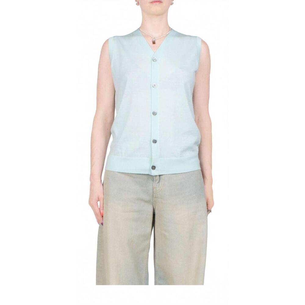 NEW 6397 wool cashmere button vest in chlorine